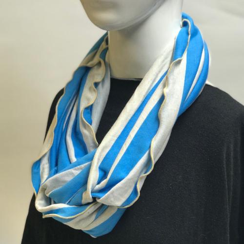 Blue and Oatmeal Stripe Eternity Scarf