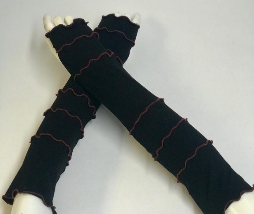 Black with Deep Red Arm Warmers