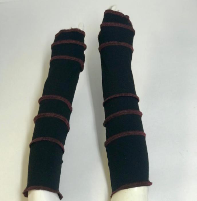 Black with Deep Red Arm Warmers