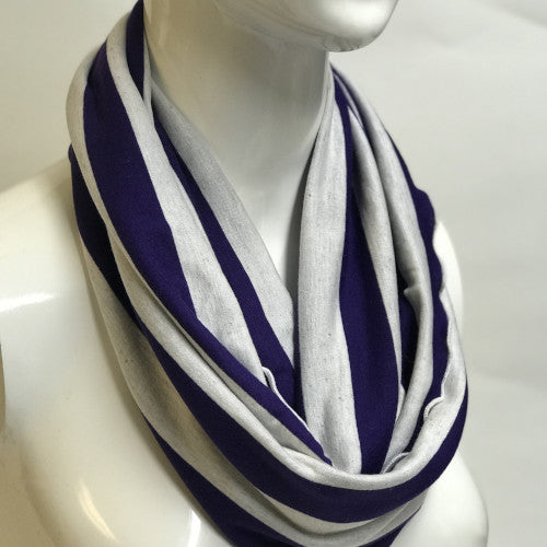 Purple and White Stripe Eternity Scarf