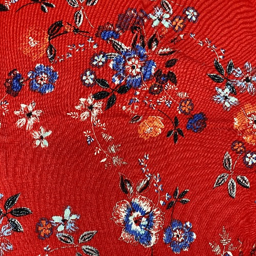 Stitched Flowers on Red Head Hugger
